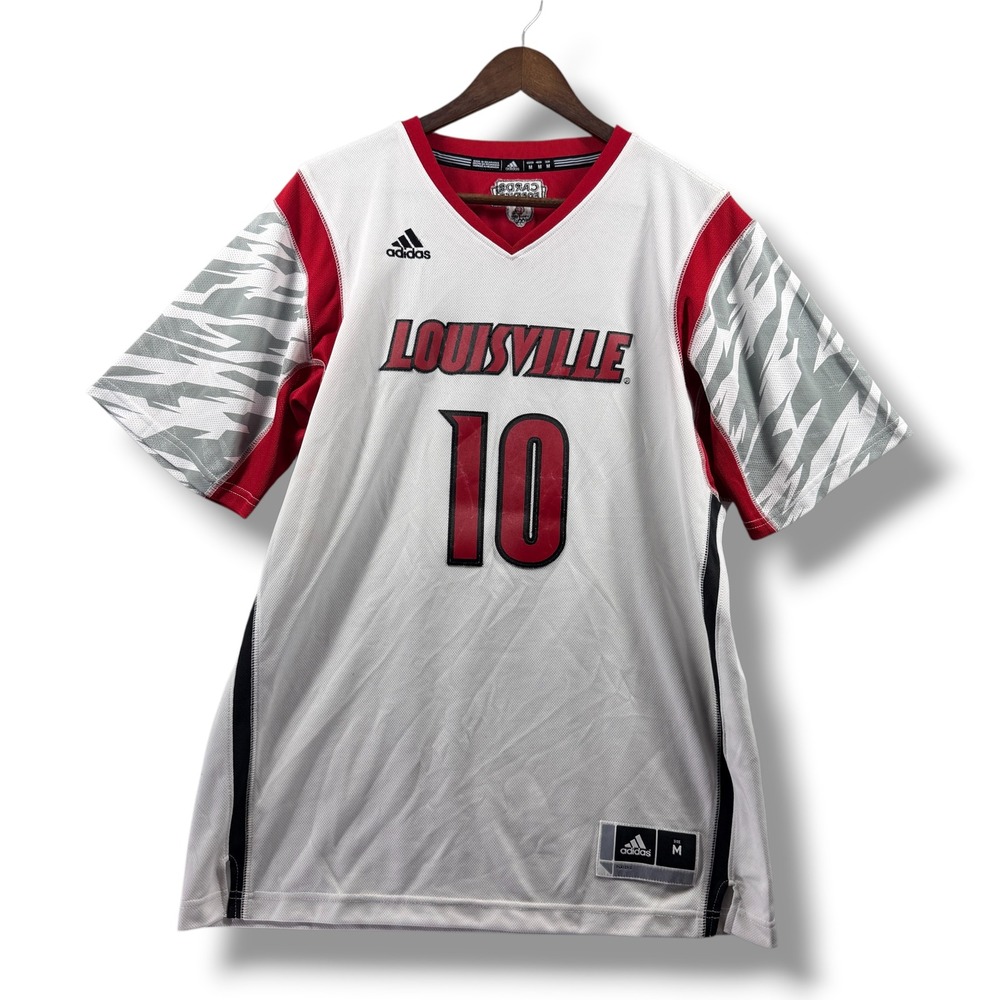 Adidas Louisville Cardinals Basketball Jersey Mens Medium White Red #10 V-Neck